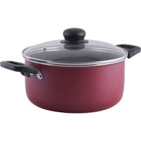 Olla Facusa 24 cm Roja con Tapa de Vidrio-75116127 (JYA)