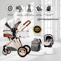 Coche Moisés «MADRID» Con Portabebé y Mochila Pañalera - Blaco