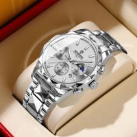 Reloj BINBOND Elegante para Hombre - Acero - Blanco/Plata