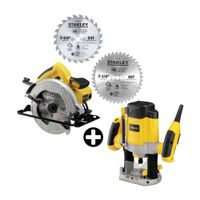 COMBO Stanley: Sierra Circular SC16 1600W + 2 Discos 7-1/4"" + Ruteadora SRR1200 1200W