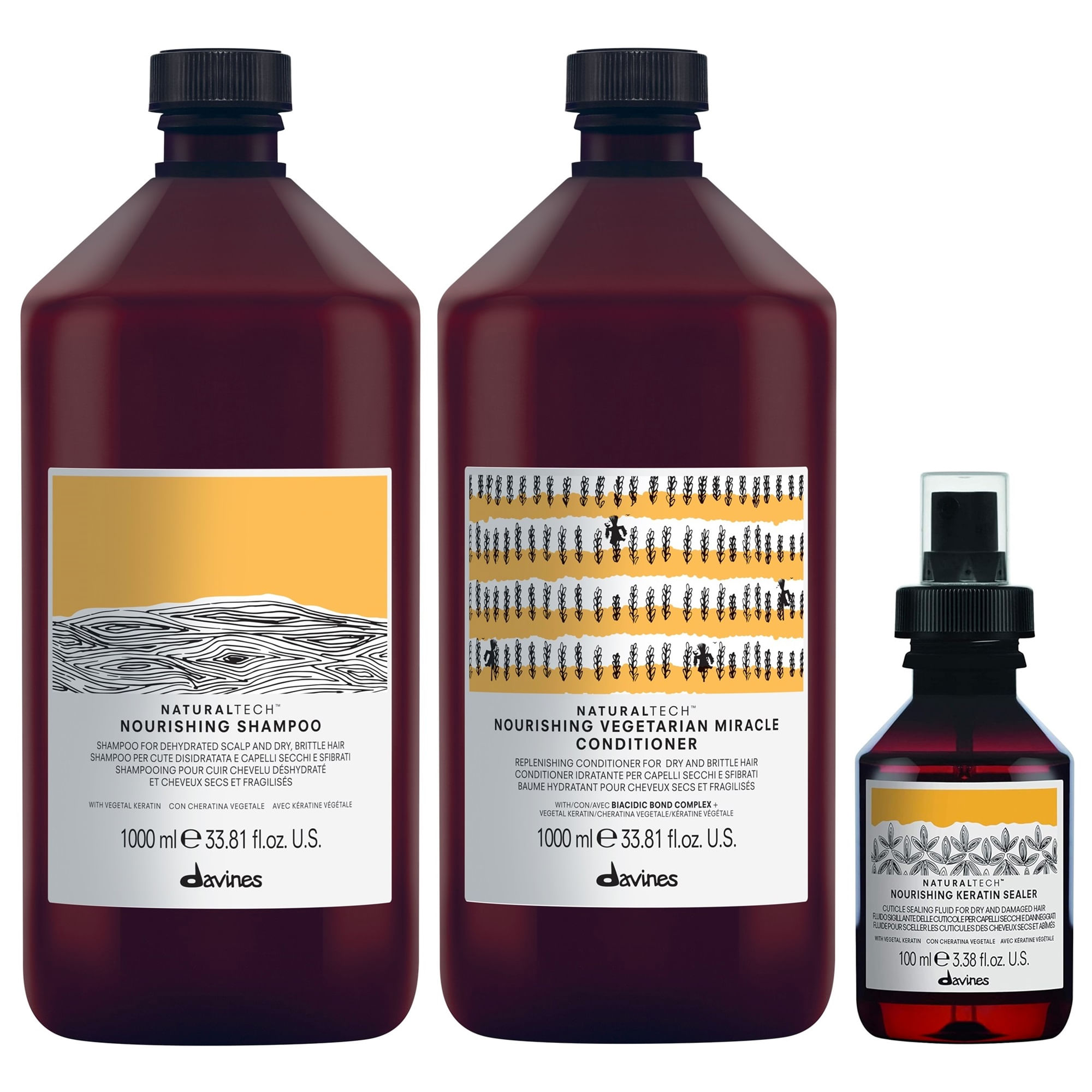 Shampoo Nutritivo 1000ml + Acondicionador + Sealer Davines Nourishing