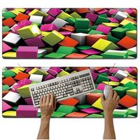 Mouse pad Base Escritorio Extra Large 30x80cm Computador cubos 3D