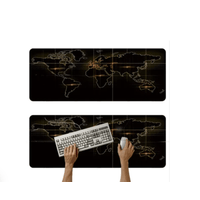 Mouse pad Base Escritorio Extra Large 30x80cm Computador Mapa negro S