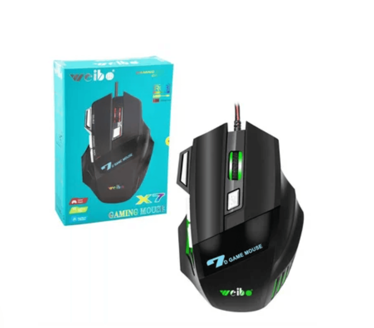 Mouse Gamer Weibo X7 Rgb Iluminacion Led 3200 dpi cable 1.8m 7 botones