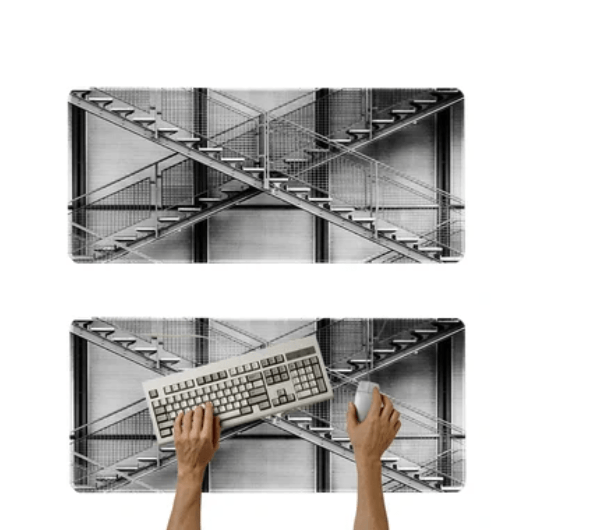 Mouse pad Base Escritorio Extra Large 30x80cm Computador escalera 3d
