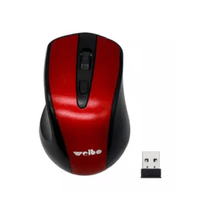 Mouse Óptico Inalámbrico Usb Weibo 2.4 Ghz Wireless - NEGRO CON ROJO