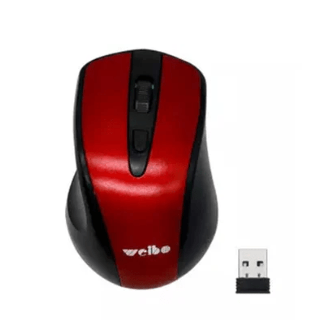 Mouse Óptico Inalámbrico Usb Weibo 2.4 Ghz Wireless - NEGRO CON ROJO