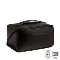 Combo Neceser Estuche De Cosméticos Negro + Brochas de Maquillaje profesionales Set 15 piezas Negro