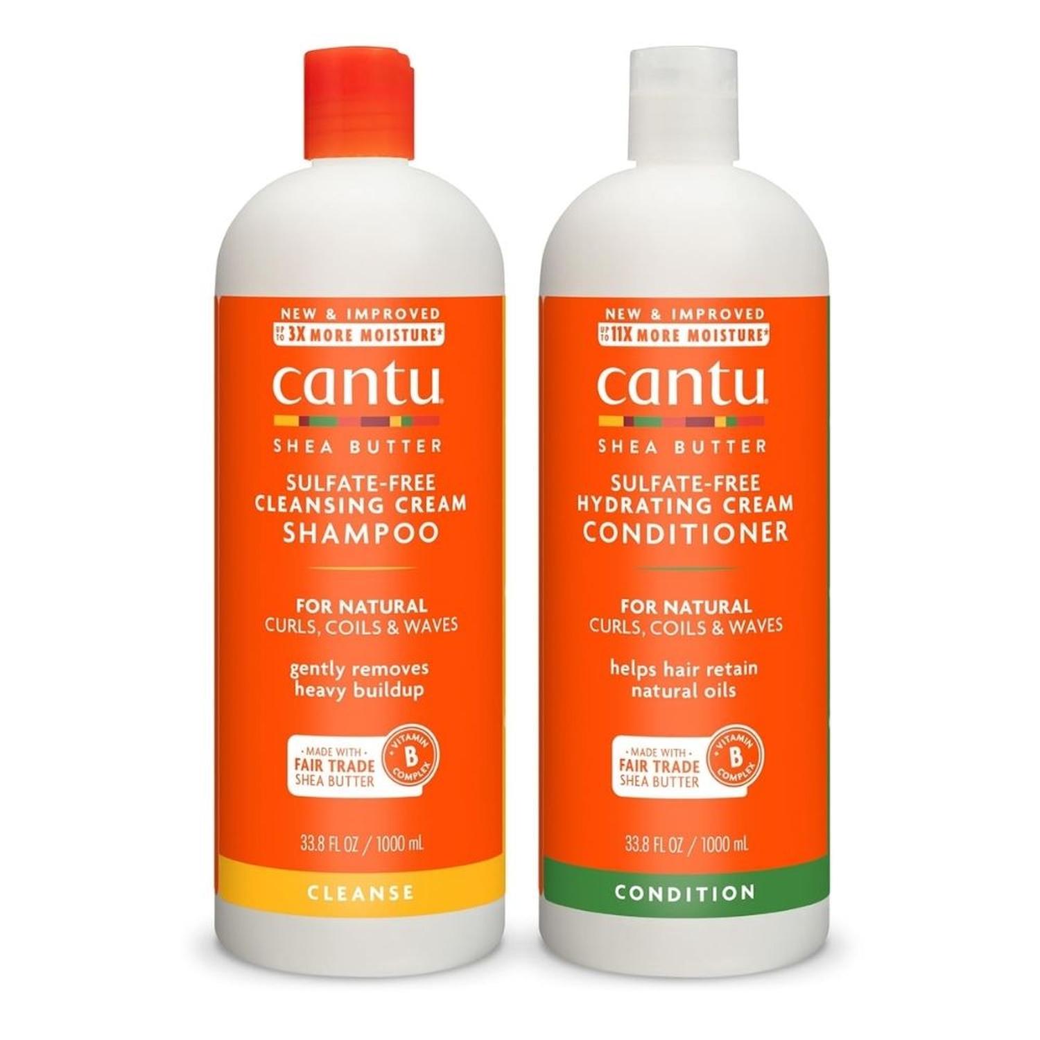Set Champu y acondicionador Cantu con manteca de karité para cabello natural - 1L