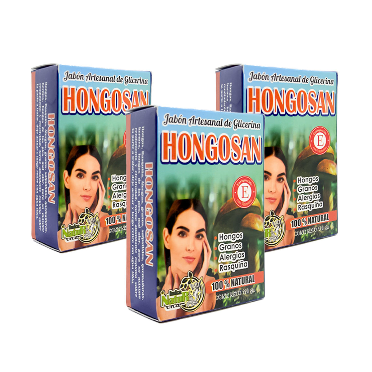Jabón Artesanal De Glicerina Hongosan 110Gr 3 Und