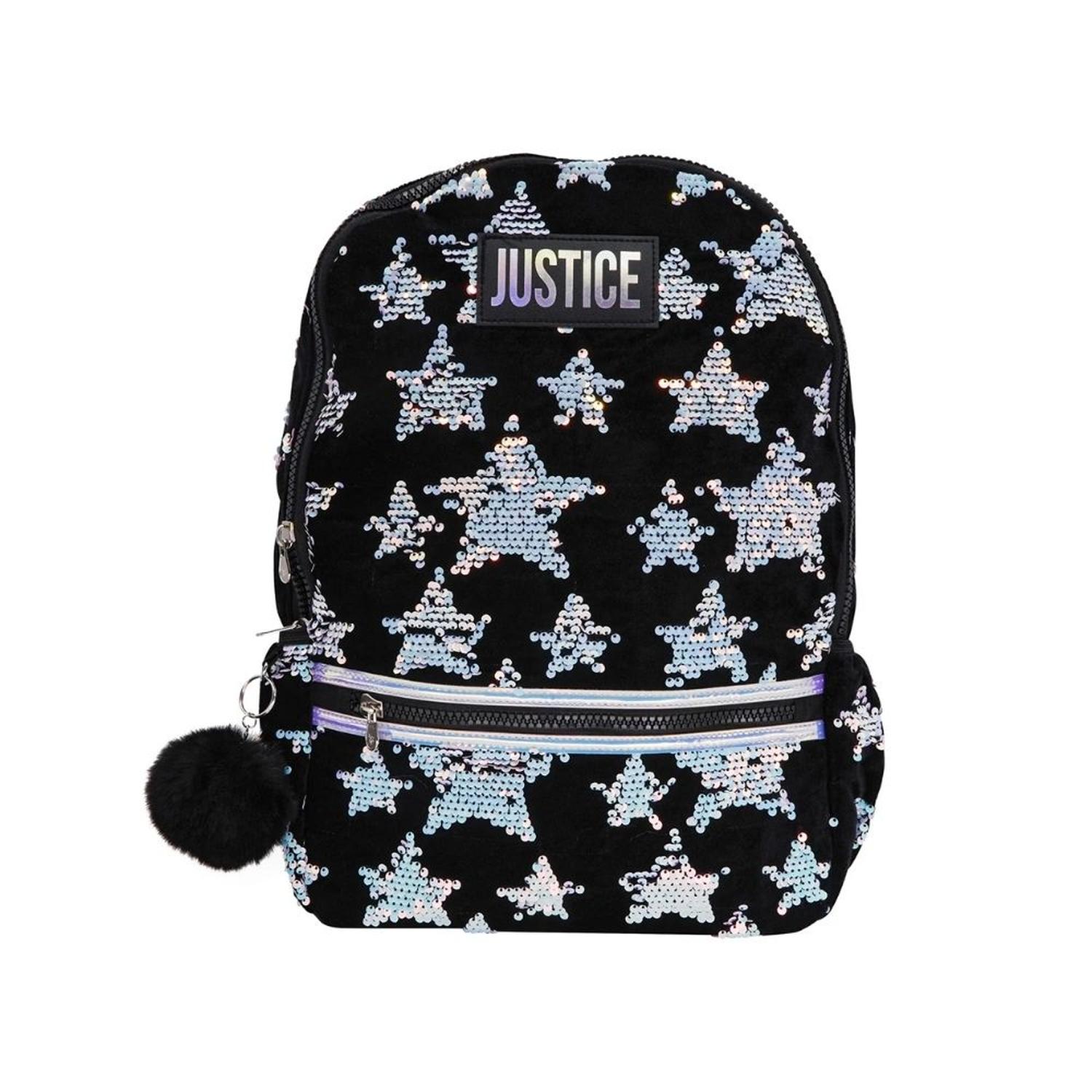 Mochila Escolar Justice Portalaptop 17"" y llavero - Black Sequin