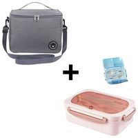 Lonchera Térmica Bolsa Almuerzo Impermeable con Correa Portátil HYC280040 Gris + Lonchera Taper Portátil Hermética de Alimentos + Cubiertos Easy&Home