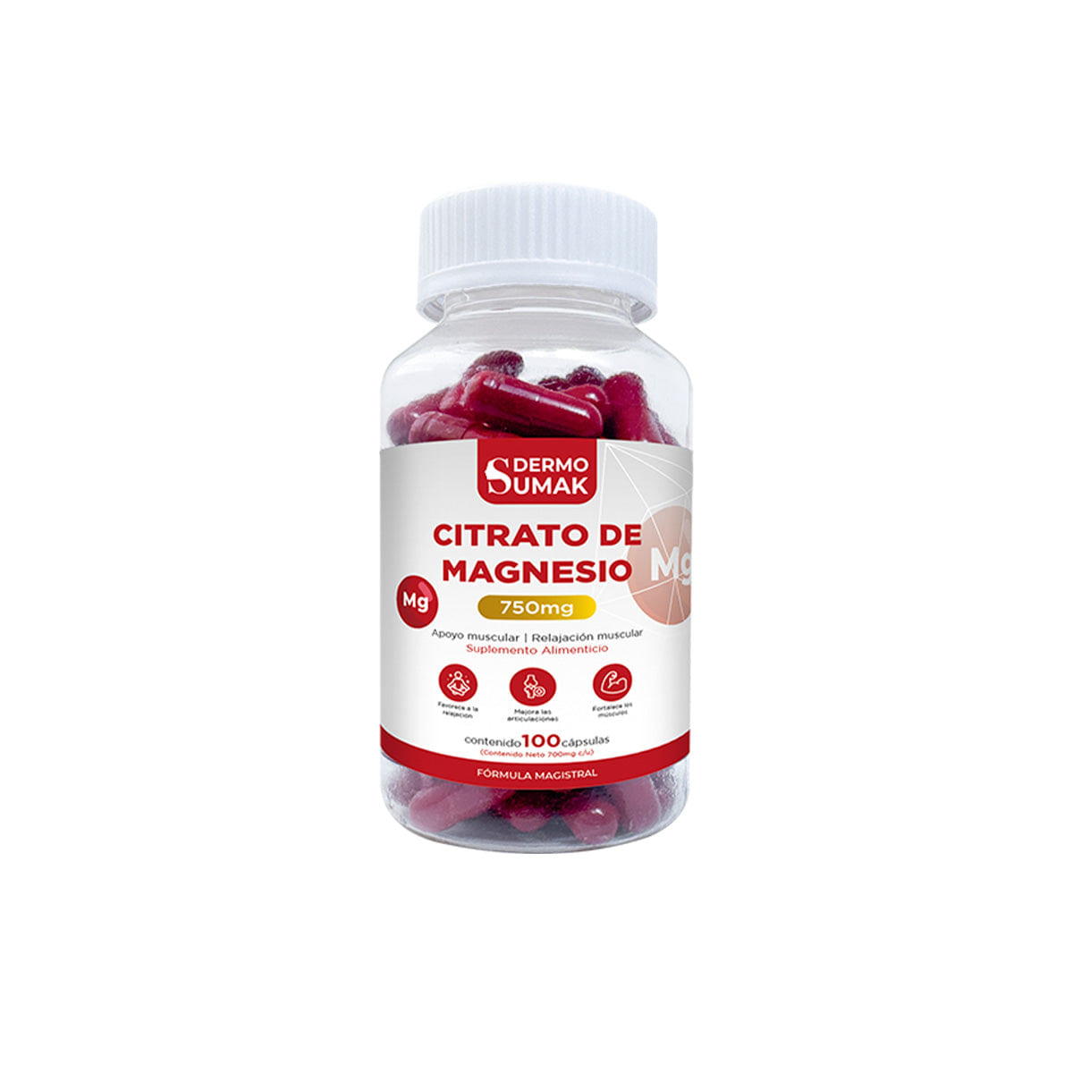 Citrato de Magnesio 100 Capsulas Dermo Sumak