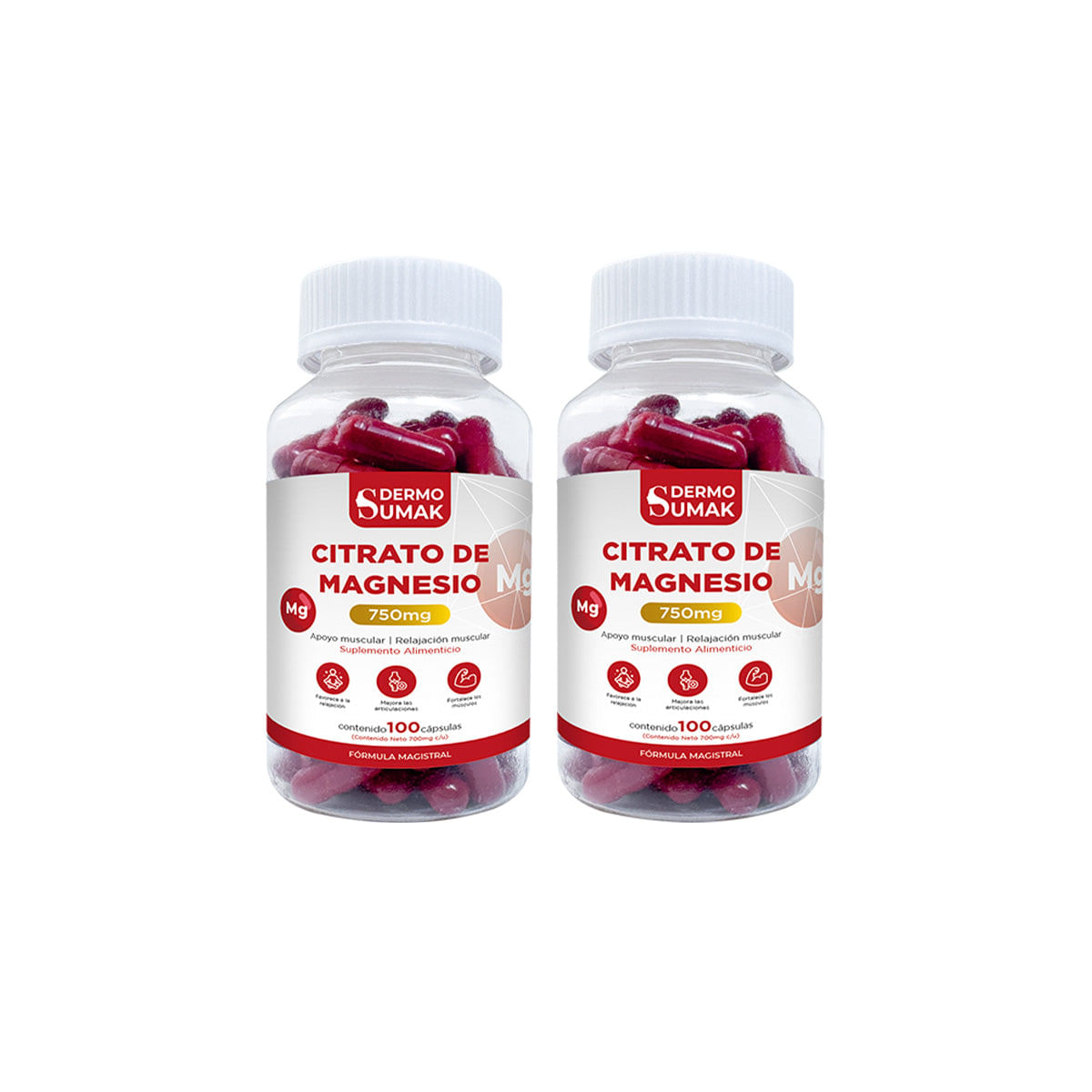 Citrato de Magnesio 100 Capsulas Dermo Sumak 2 und