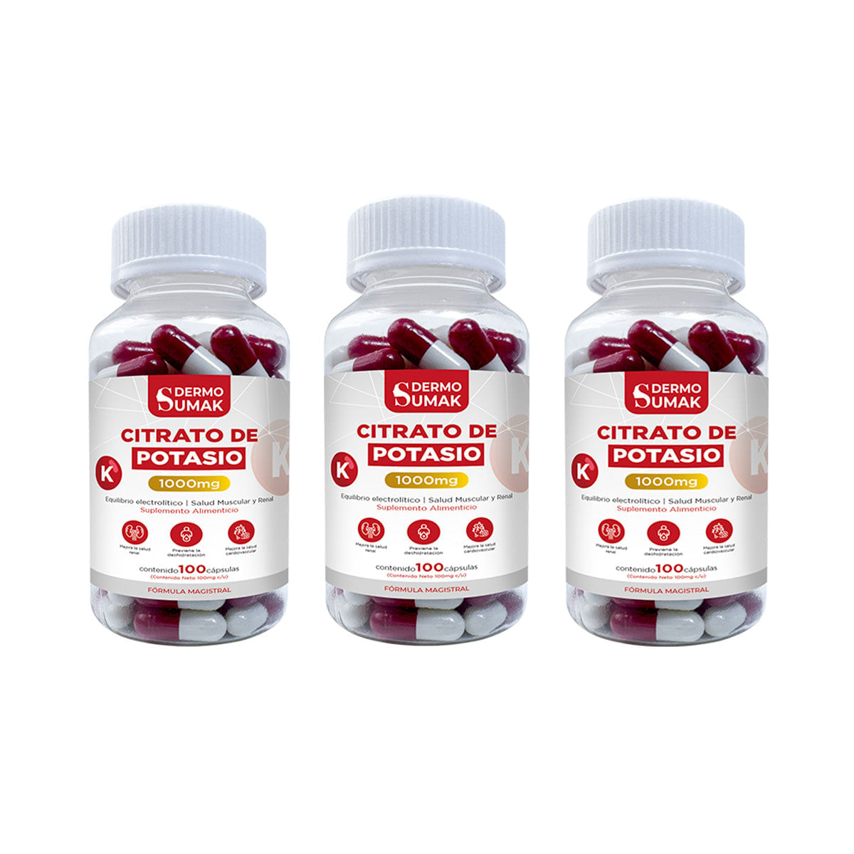 Citrato de Potasio 100 Capsulas Dermo Sumak 3 und