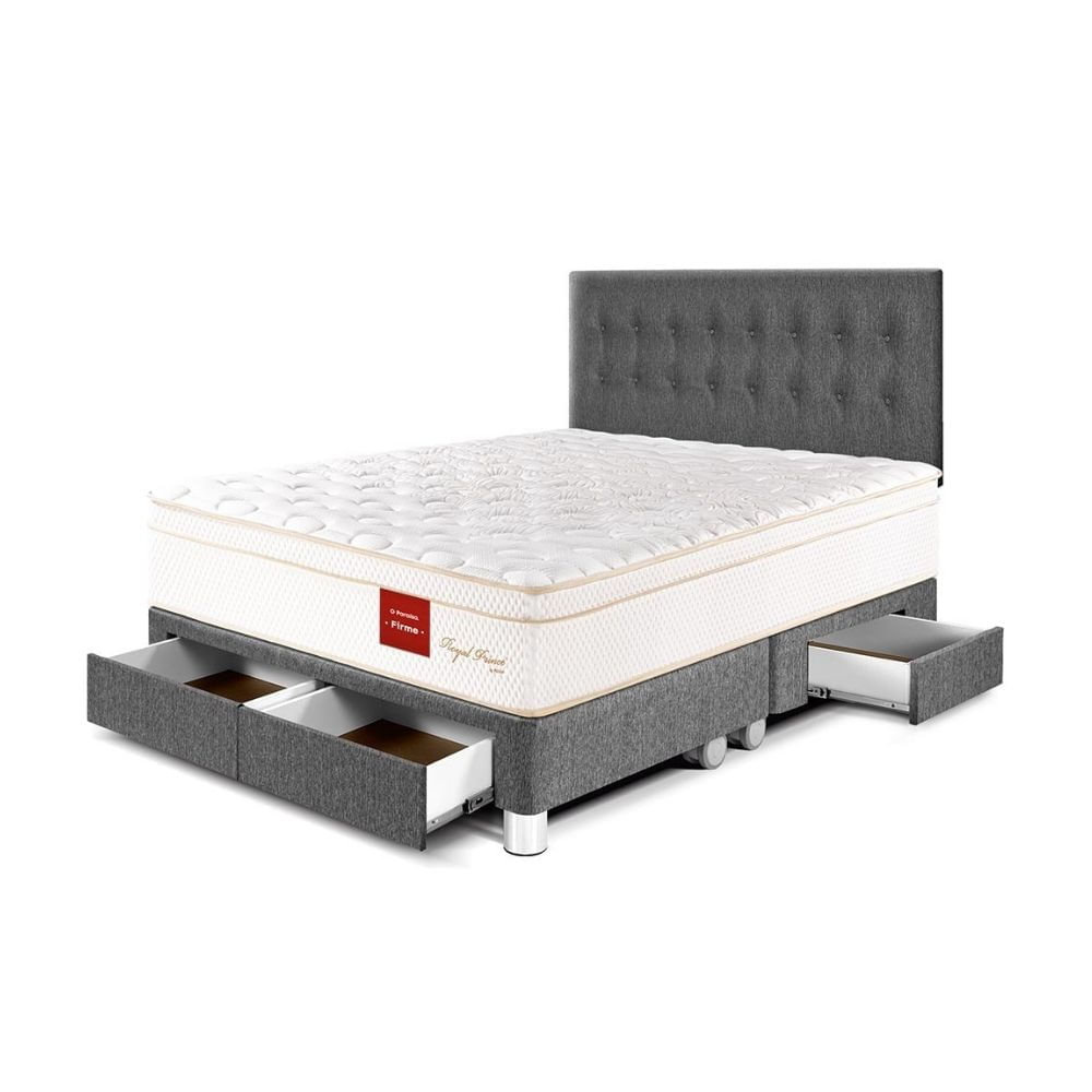 Dormitorio Royal Prince Con Cajones King Gris Paraiso