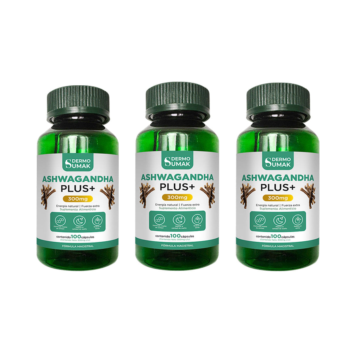 Ashwagandha Plus+ 100 Capsulas Dermo Sumak 3 und