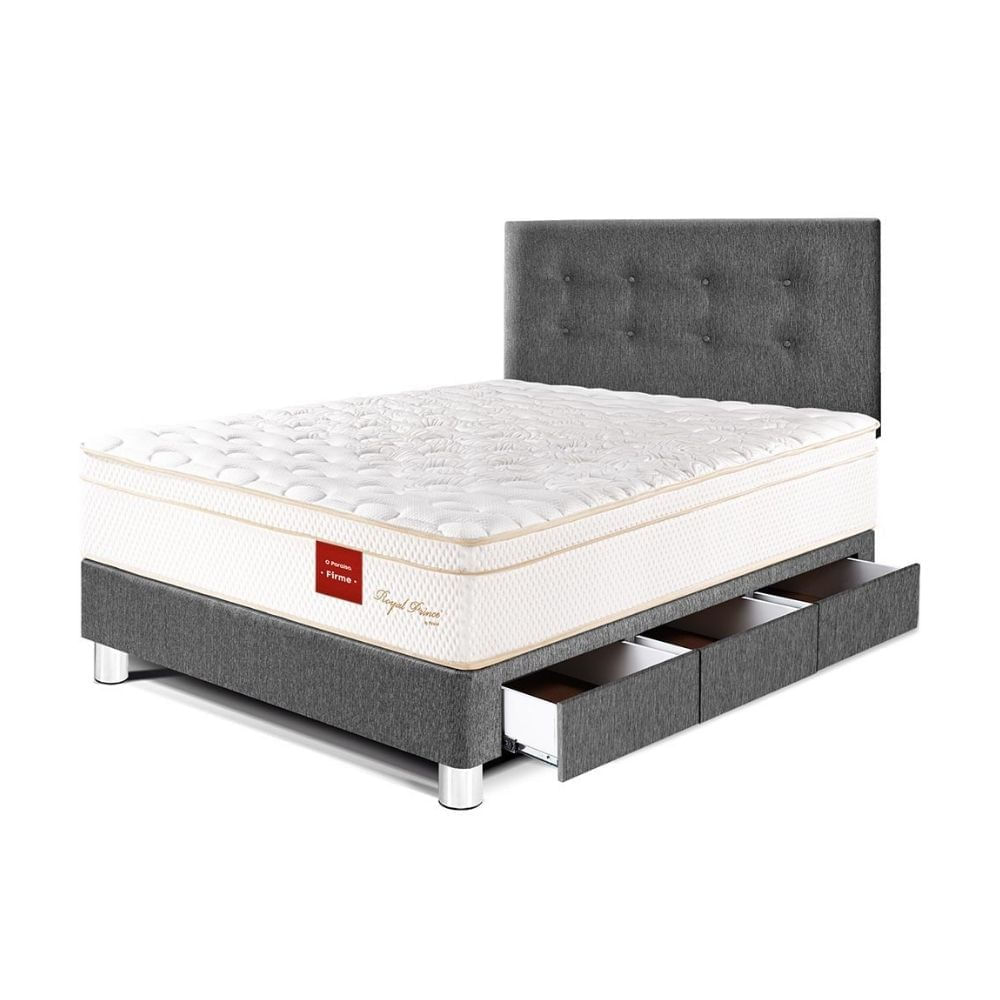 Dormitorio Royal Prince Con Cajones 1.5 plazas Gris Paraiso