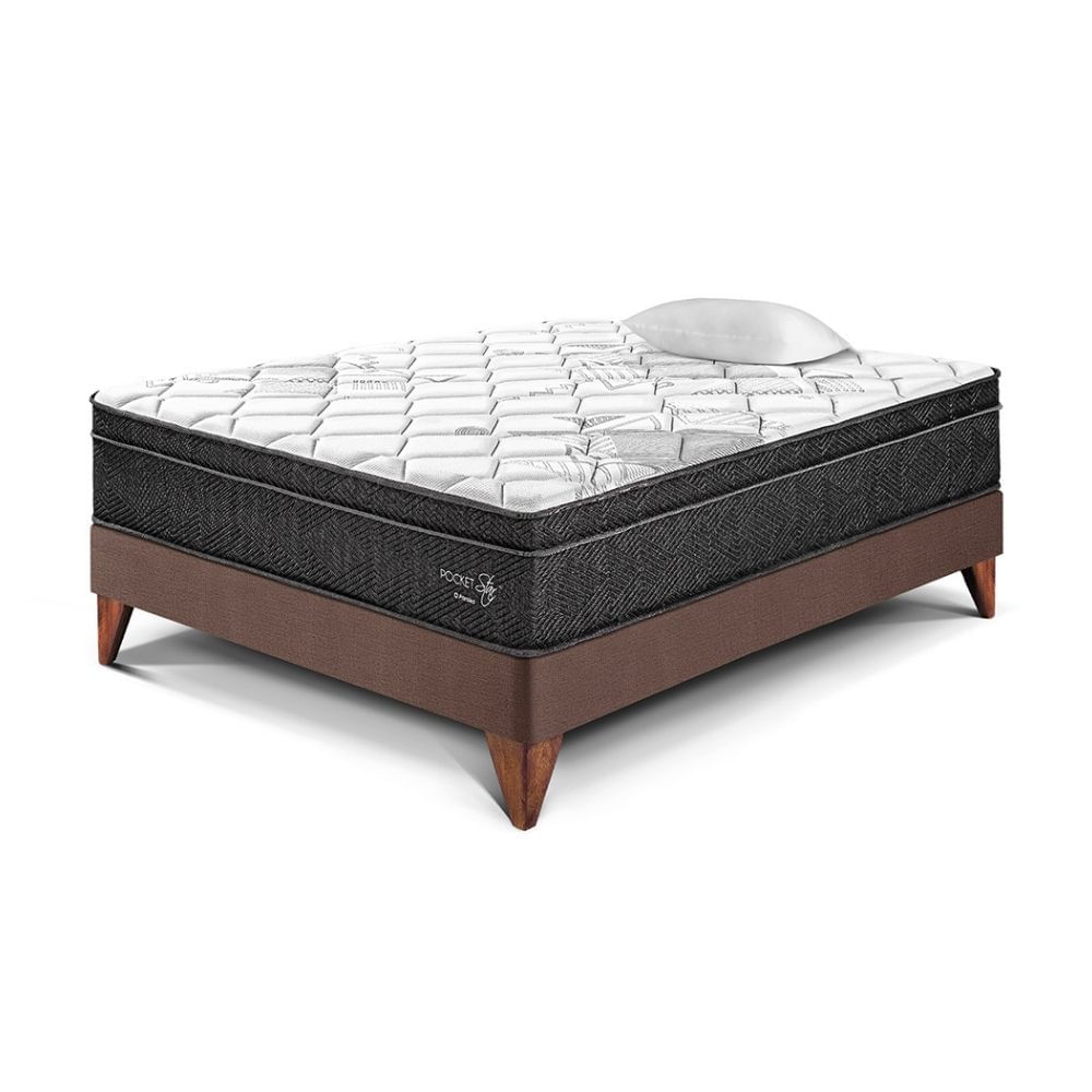 Cama Europea Pocket Star 1.5 plazas Chocolate Paraiso
