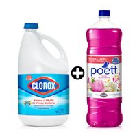 COMBO Lejía Clorox Tradicional 1 galón + Limpiador Poett Primavera 1.8 litros
