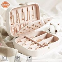Maletín Estuche Organizador Joyero De Viaje Collar Aretes Anillos Blanco + Maletín Estuche Organizad