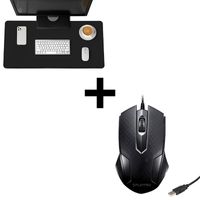 Mouse Ergonómico Usb Pc Laptop Computadora Negro PLaypro TYM350006 + mousepad para escritorio dreizt
