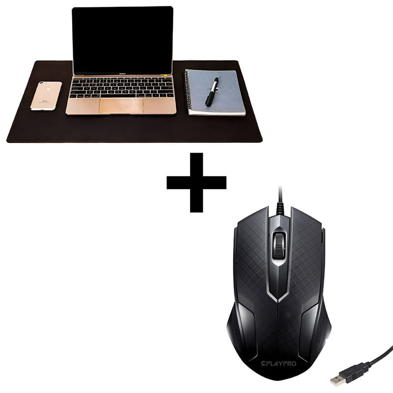 Mouse Ergonómico Usb Pc Laptop Computadora Negro PLaypro TYM350006 + mousepad para escritorio dreizt