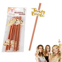 Set x 10 cañitas sorbetes de papel team bride despedida de soltera color oro rosa