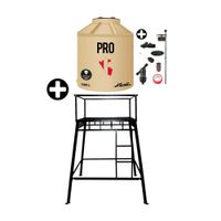 COMBO Tanque de agua Arena Pro 1100 litros + Kit de Accesorios + Base metálica armable para tanque 500-1350 litros