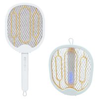 Raqueta Plegable 180° Mata Mosca Mosquito Recargable Con Usb Blanco