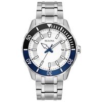 Reloj Bulova 98B349 para Hombre Fecha Acero Inoxidable Dial Blanco