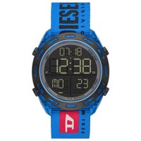 Reloj Diesel Crusher DZ1944 Digital Alarma Luz de Fondo Correa de Nylon Azul
