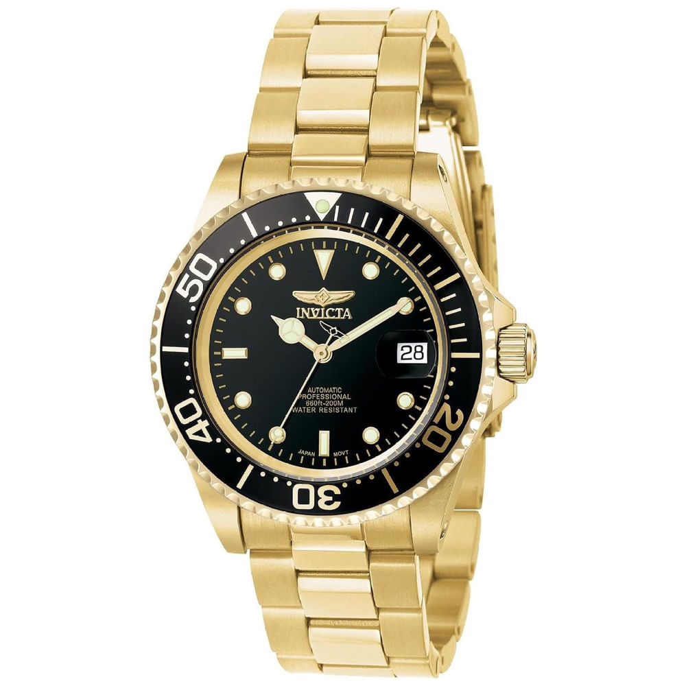 Reloj Invicta Pro Diver 8929OB Automático Fecha Acero Inoxidable Dorado Dial Negro