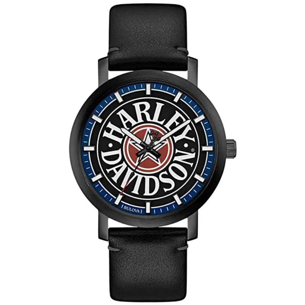 Reloj Bulova Harley Davidson 78A120 Edicion Limitada Acero Inoxidable Negro Correa Cuero Negro