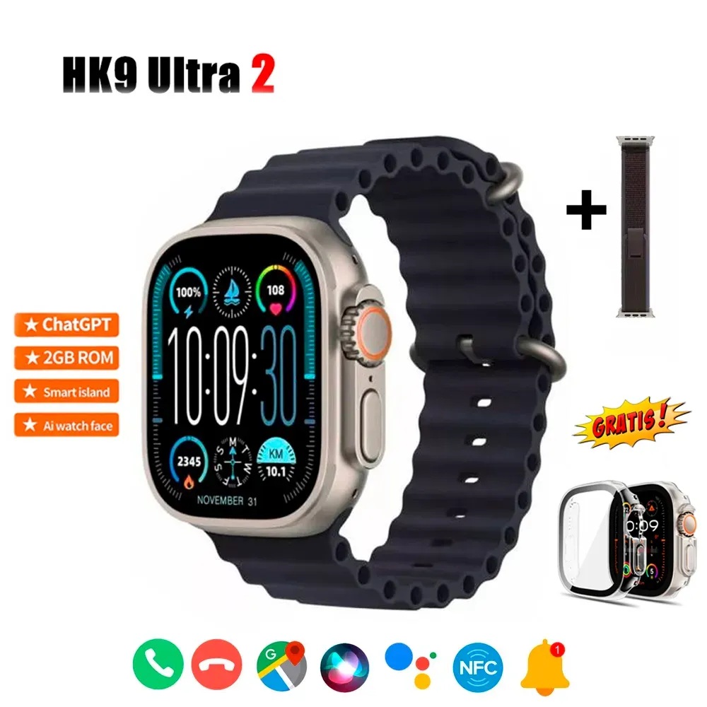 HK9 ULTRA 2 DOBLE CORREA CHAT GPT 2GB NEGRO