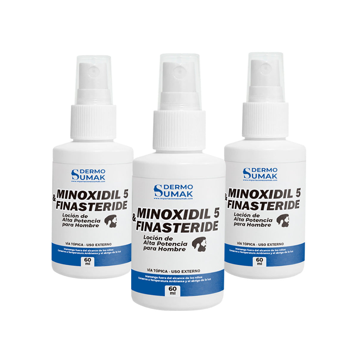 3 Locion Minoxidil 5 & Finasteride 60ml Dermo Sumak