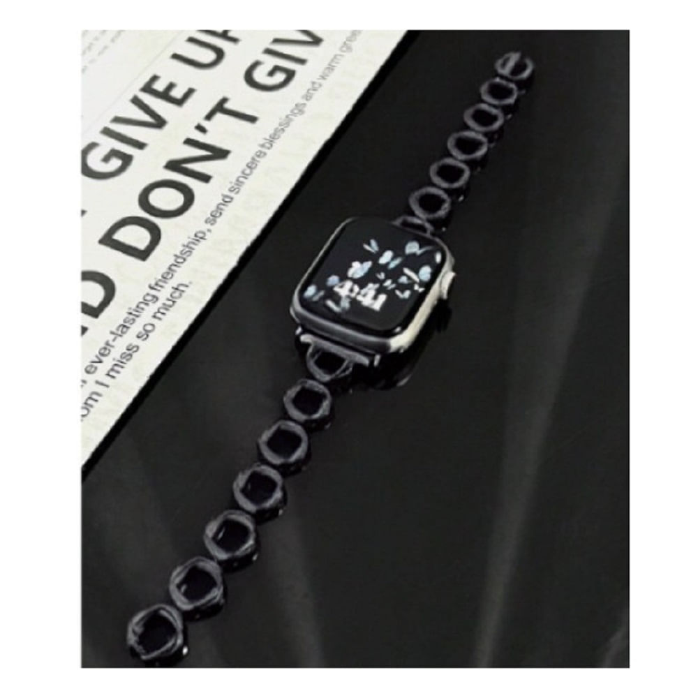 Correa Para Applewatch Y Watch Acero Rings Anillo 42-44-45-49mm Negro