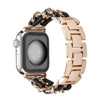 Correa Para Applewatch Y Watch Acero y Cuero  42-44-45-49mm Dorado-Negro