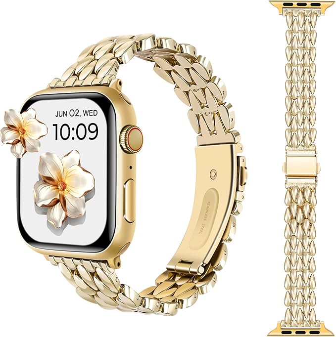 Correa Para Applewatch Y Watch Acero Rice 42-44-45-49mm Dorado