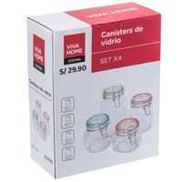 Set de Canisters VIVA HOME Vidrio 4un