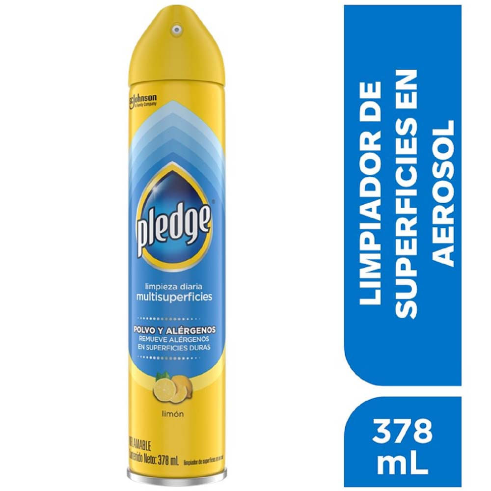 Limpiador Multisuperficies en Aerosol PLEDGE Limón Frasco 378ml