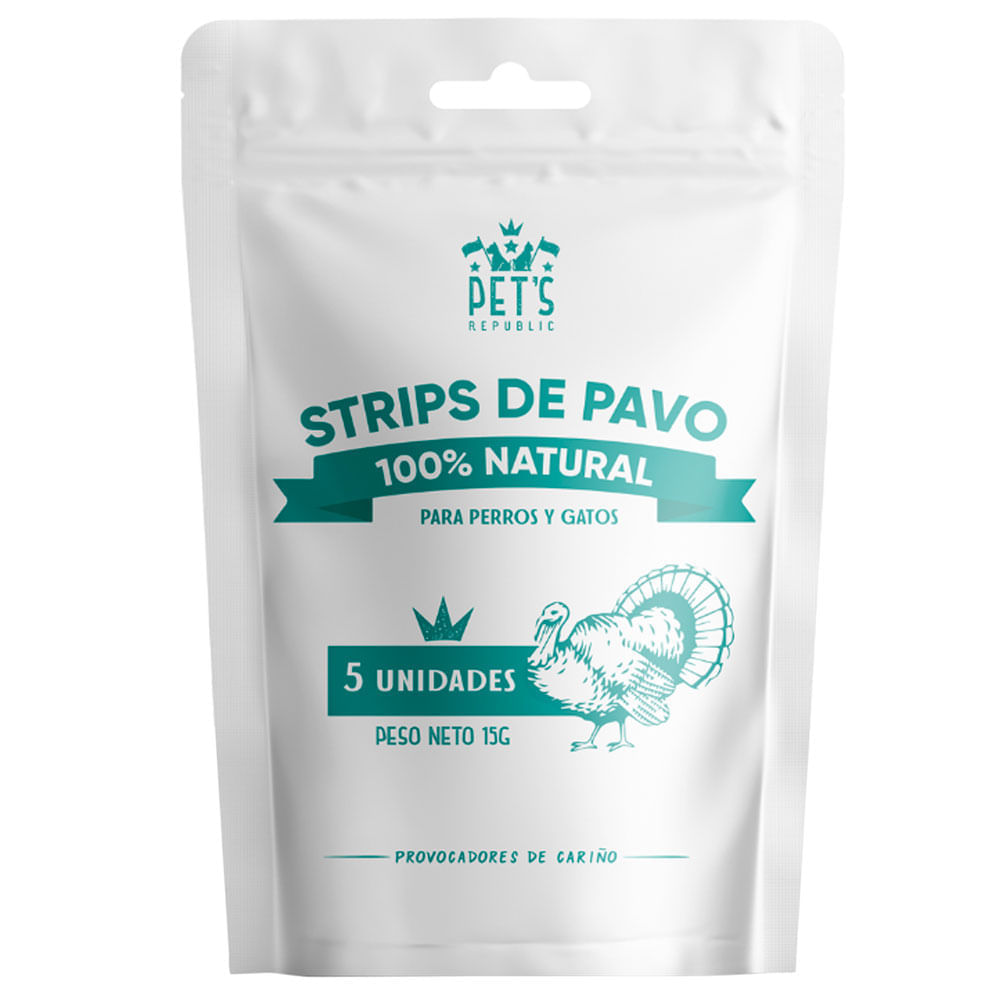 Snack para perros y gatos PETS REPUBLIC Strips de Pavo doypack 15g