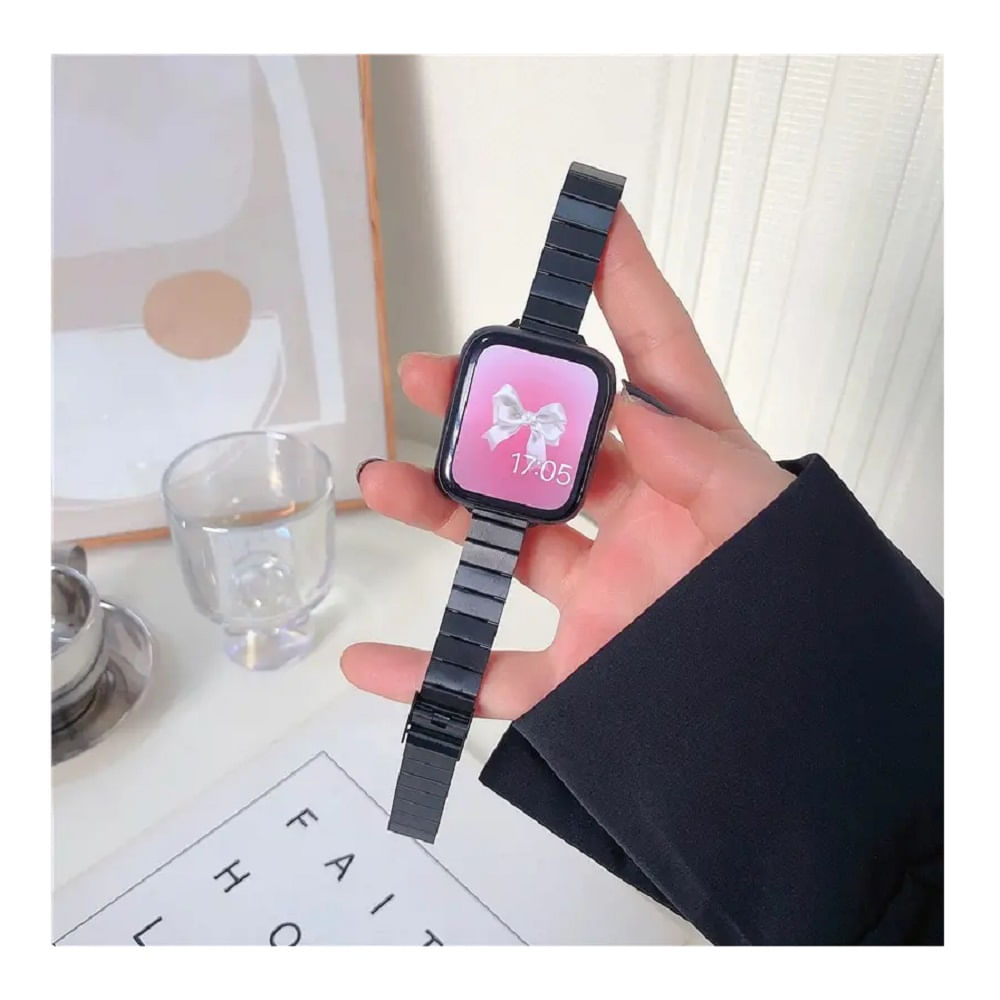 Correa Para Applewatch Y Watch Acero Slim 42-44-45-49mm Negro