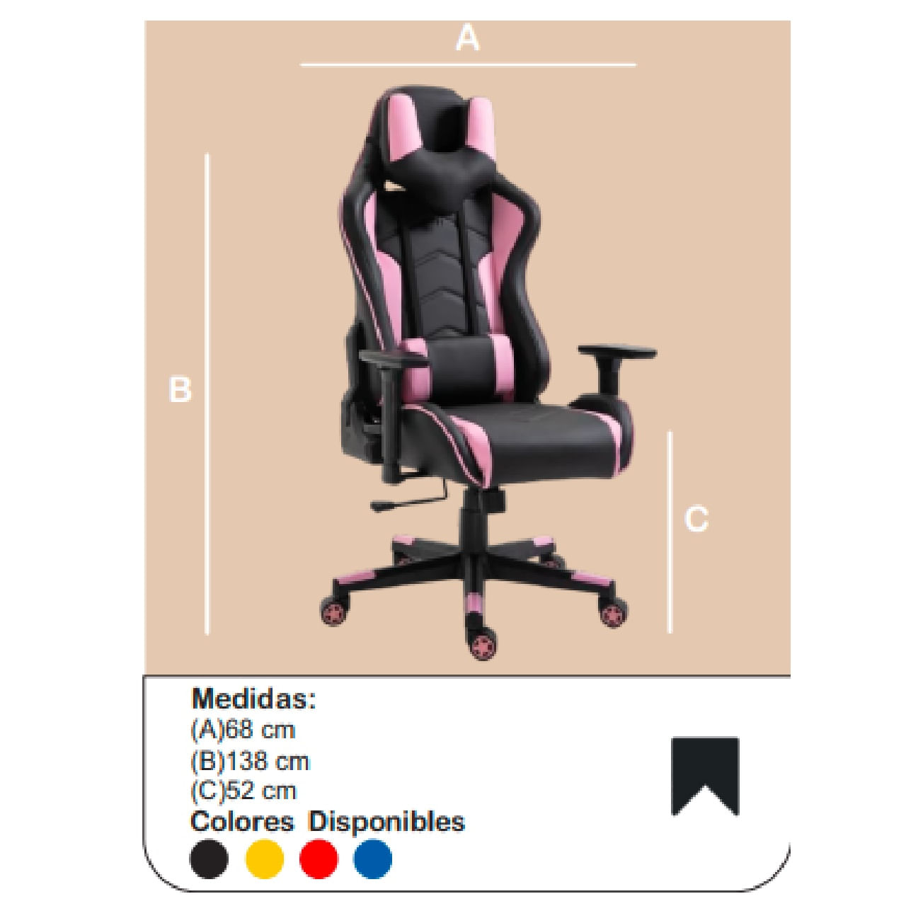 Silla Ultra Masajeadora Gamer Mistyc color Negro/Rosa Ergonomica TU MESITA