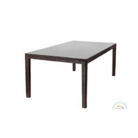 Mesa Clásica estilo Ratán Menfis  color Marrón  Vidrio Templado TU MESITA
