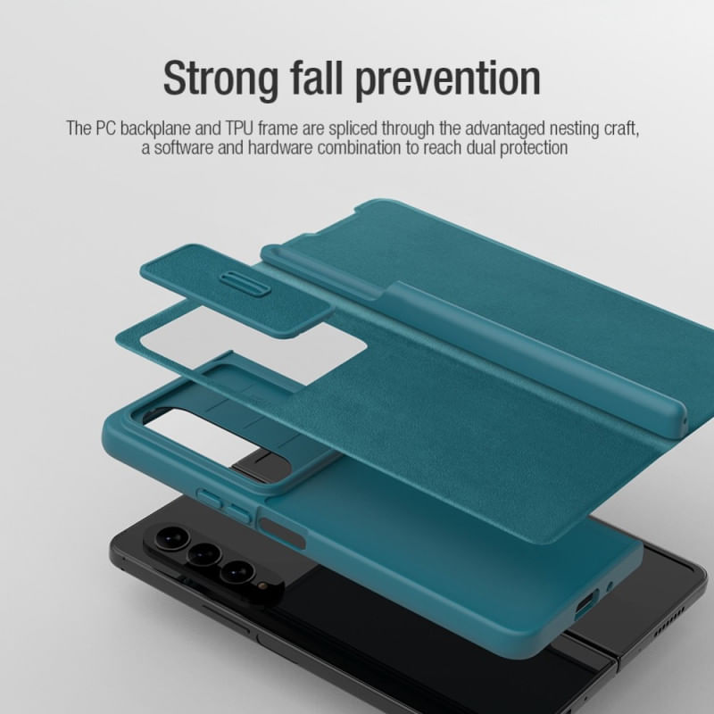 Case Nillkin Qin Pro Leather para Samsung ZFOLD 4 Verde