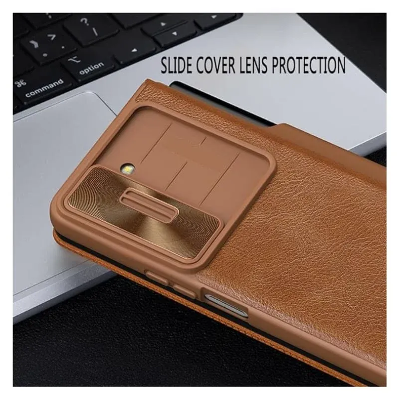 Case Nillkin Qin Pro Leather para Samsung ZFOLD 5 Camel