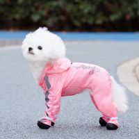 Impermeable Completo Para Perros O Gatos Con Capucha Y Zapatos Rosado Talla XXS
