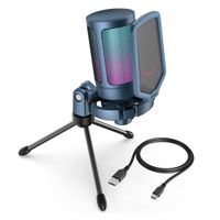 Fifine - Micrófono Ampligame A6V RGB USB Cardioide - Blue