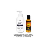 SHAMPOO SIN SAL KETOZINC 350ML+ ACEITE NUTRITIVO DE ARGÁN 60GR